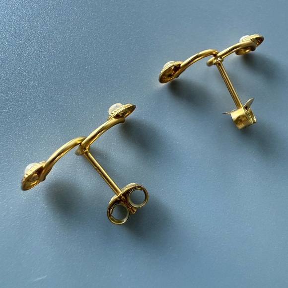 14k Gold Vermeil Opal Stud Earrings - Picture 8 of 13